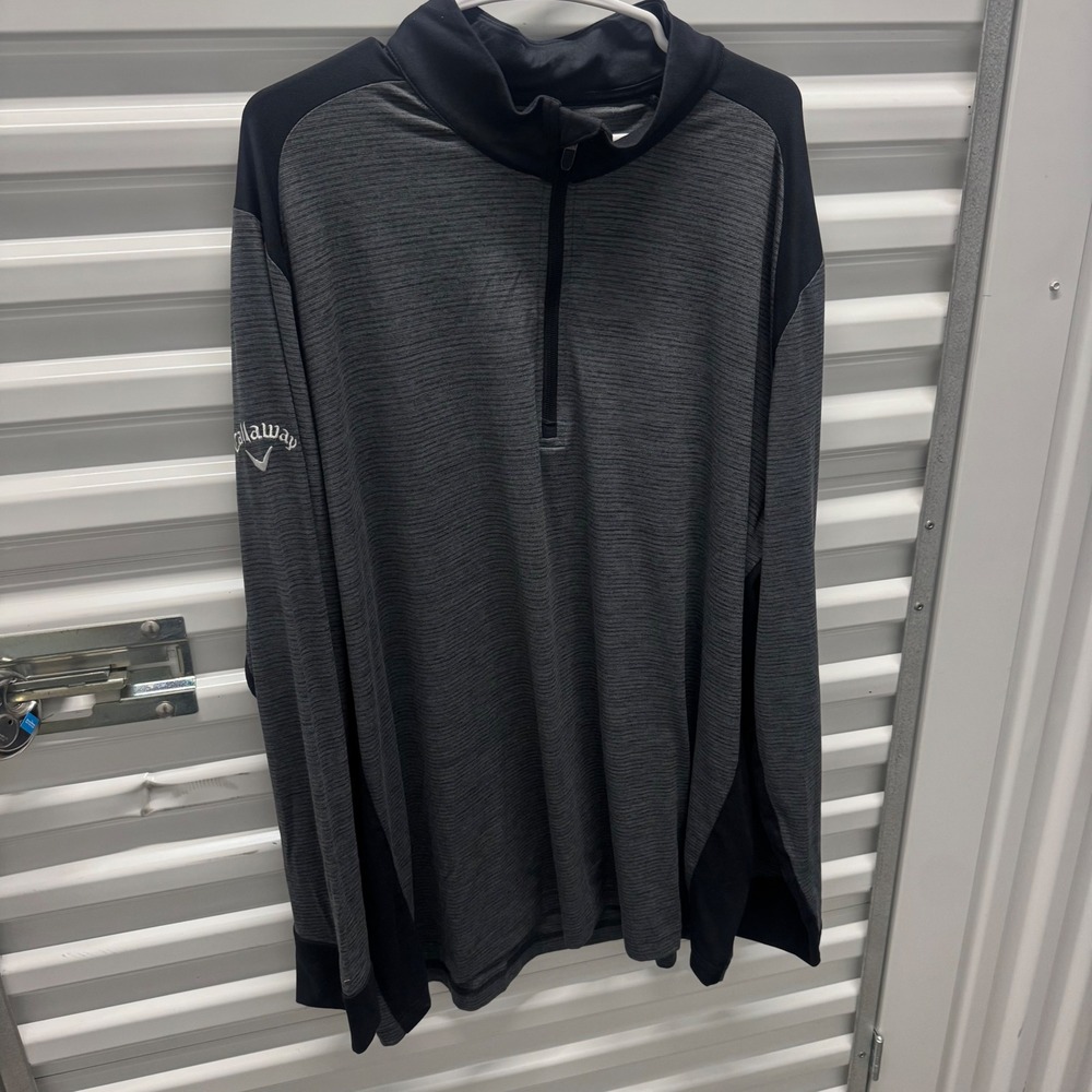 Callaway Weather Series Mens XXL Quarter Zip Golf Pullover Gray Black Space Dye